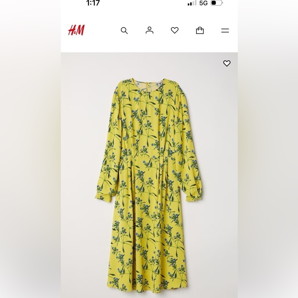 H&M yellow floral midi dress - Picture 1 of 4